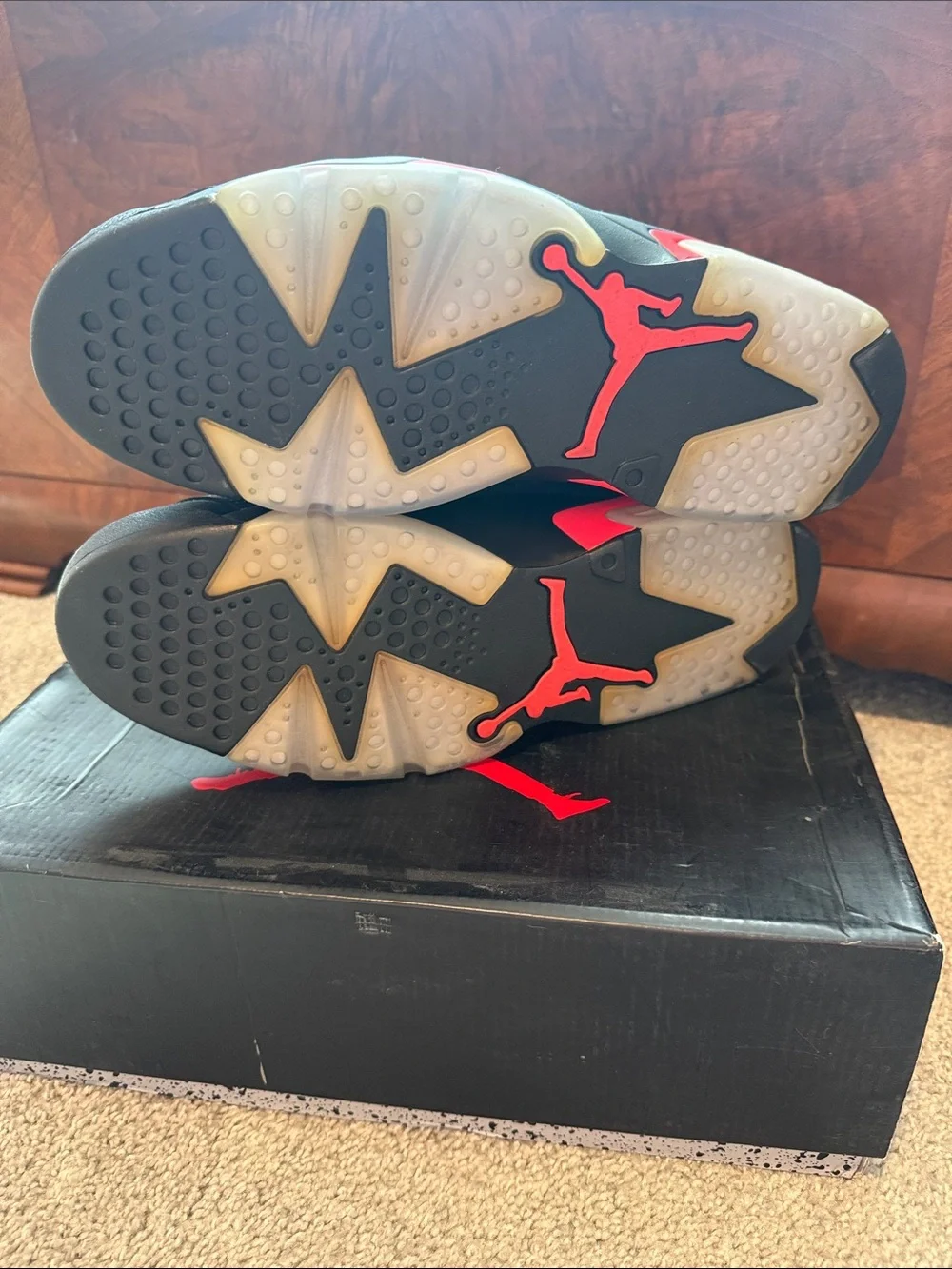 Air Jordan 6 Retro “Black Infared” Men’s Black with Red Accents Sneakers